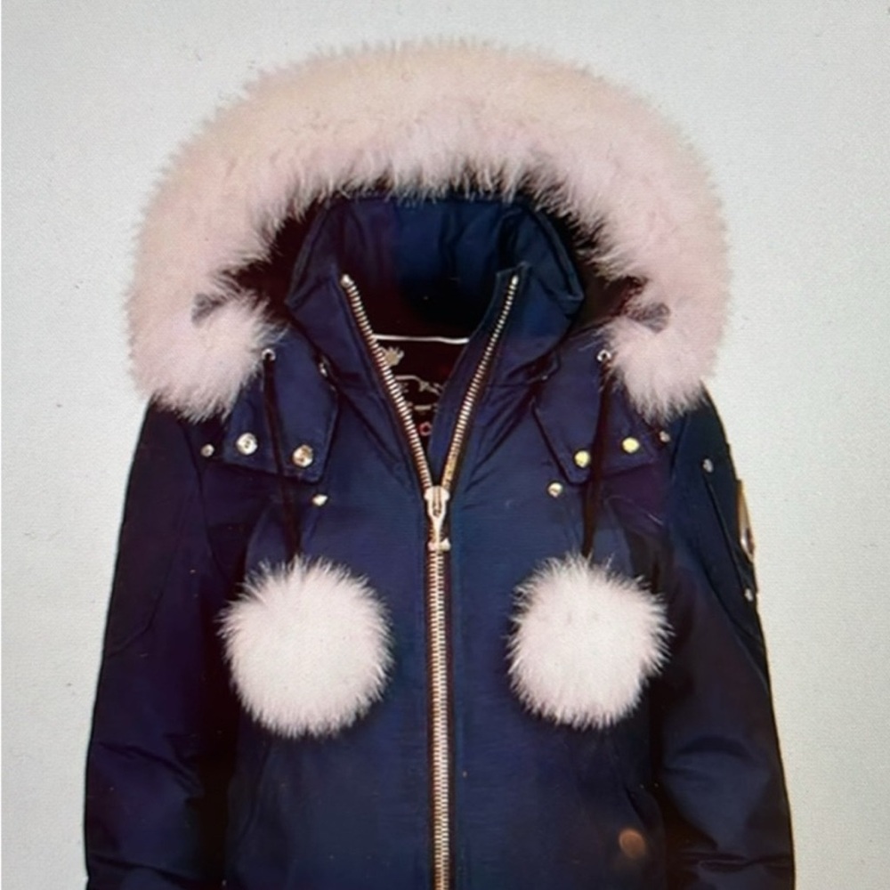 Women's Navy Blue Parka with FOX Fur Trim